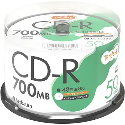 データ用CD−R 700MB 48倍速 ホワイトワイドプリンタブル スピンドルケース 1パック(50枚) SR80FPW50T2 バーベイタム#