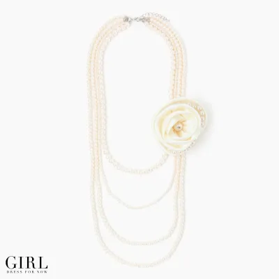 【メール便送料無料】ネックレス パール パールネックレス 結婚式 フラワー 花 ロングネックレス ロング ロングパールネックレス パーティー 冠婚葬祭 フォーマル 成人式 同窓会 アクセサリー レディース ゴールド シルバー 結婚式ネックレス