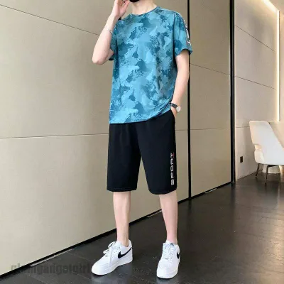 セットアップ メンズ ルームウェア 上下 接触冷感 涼しい パジャマ 半袖Tシャツ 迷彩柄 短パン トップス 部屋着 夏用 リゾート スポーツ 父の日 プレゼント ギフト 送料無料 新生活