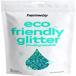 Hemway Eco Friendly Biodegradable Glitter 100g / 3.5oz Bio Cosmetic Safe Sparkle Vegan For Face, Eyeshadow, Body, Hair, Nail And Festival - Extra Chunky (1/24" 0.040" 1mm) - Turquoise Blue Holographic