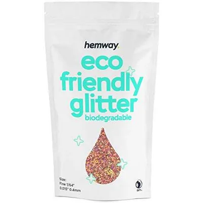 Hemway Eco Friendly Biodegradable Glitter 100g / 3.5oz Bio Cosmetic Safe Sparkle Vegan for Face, Eyeshadow, Body, Hair, Nail and Festival Makeup - Fine (1/64" 0.015" 0.4mm) - Rose Gold Holographic