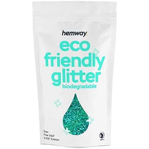 Hemway Biodegradable Glitter Eco Friendly - 100g/3.5oz Bio Cosmetic Safe Sparkle Vegan for Face Eyeshadow Body Hair Festival Makeup Craft - Fine (1/64" 0.015" 0.4mm) - Turquoise Blue Holographic