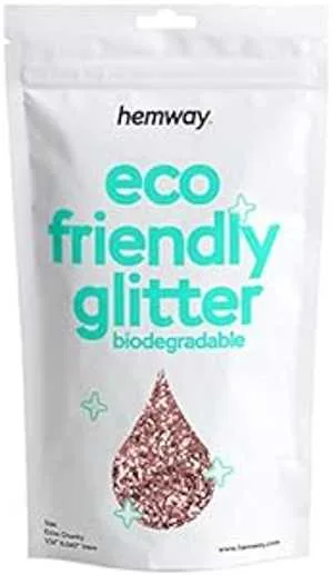Hemway Eco Friendly Biodegradable Glitter 100g / 3.5oz Bio Cosmetic Safe Sparkle Vegan for Face, Eyeshadow, Body, Hair, Nail and Festival Makeup, Craft - 1/24" 0.04" 1mm - Rose Gold