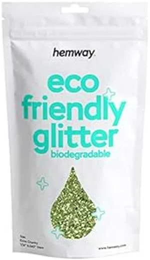 Hemway Eco Friendly Biodegradable Glitter 100g / 3.5oz Bio Cosmetic Safe Sparkle Vegan for Face, Eyeshadow, Body, Hair, Nail and Festival Makeup, Craft - Extra Chunky (1/24" 0.040" 1mm) - Lime Green