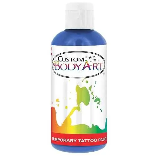 カスタムボディアート エアブラシ用ボディペイント ブルー 236ml アルコールベース 防水仕様 大人用 Custom Body Art Blue Airbrush Body Paint 8oz - Alcohol-Based Waterproof Body Paint for Adults