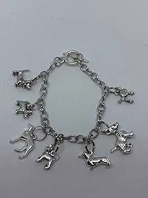 シルバートーンの犬種チャーム ブレスレット Mama Otter's Tidbits Silvertone Dog Breeds Charm Bracelet