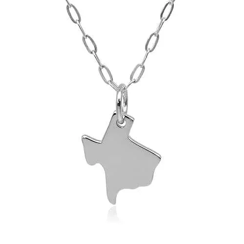 EnCharmed Texas Map Flat Sterling Silver Charm Necklace for Women
