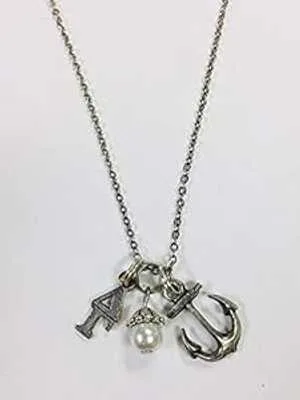 デルタ ガンマ DG トリオ チャーム ネックレス 女子学生クラブ ギリシャ ネックレス、18 インチ チェーン Ann Peden Jewelry Delta Gamma DG Trio Charm Necklace Sorority Greek Necklace, 18 inch chain