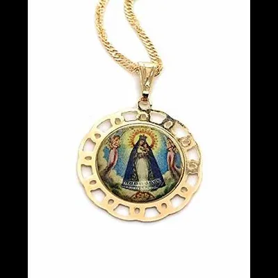 Virgen de la Caridad del Cobre メダル ネックレス Our Lady of Charity 18K ゴールドメッキ チェーン 17.5 インチ Sifrimania Virgen de la Caridad del Cobre Medal Necklace Our Lady of Charity 18k Gold Plated chain 17.5 Inches