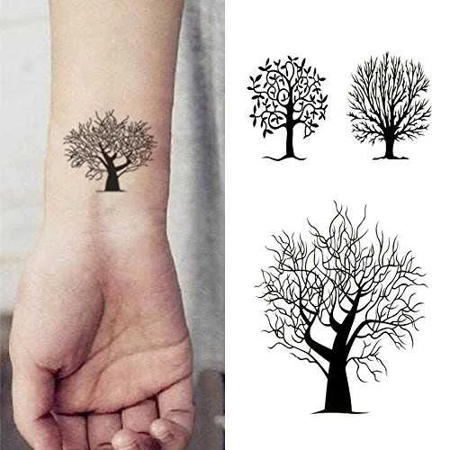 Oottati 2 Sheets Small Cute Temporary Tattoo Stickers Tree Totem suit for Kids Women Fake Tattoos That Look Real and Last Long