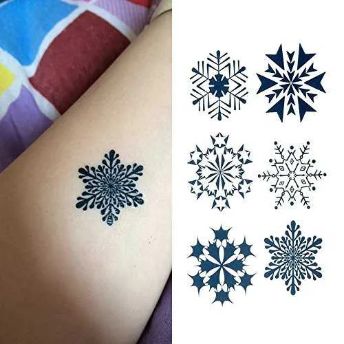 Oottati 小さなかわいい一時的なタトゥー スノーフレーク トーテム (2 個セット) Oottati Small Cute Temporary Tattoo Snowflake Totem (Set of 2)