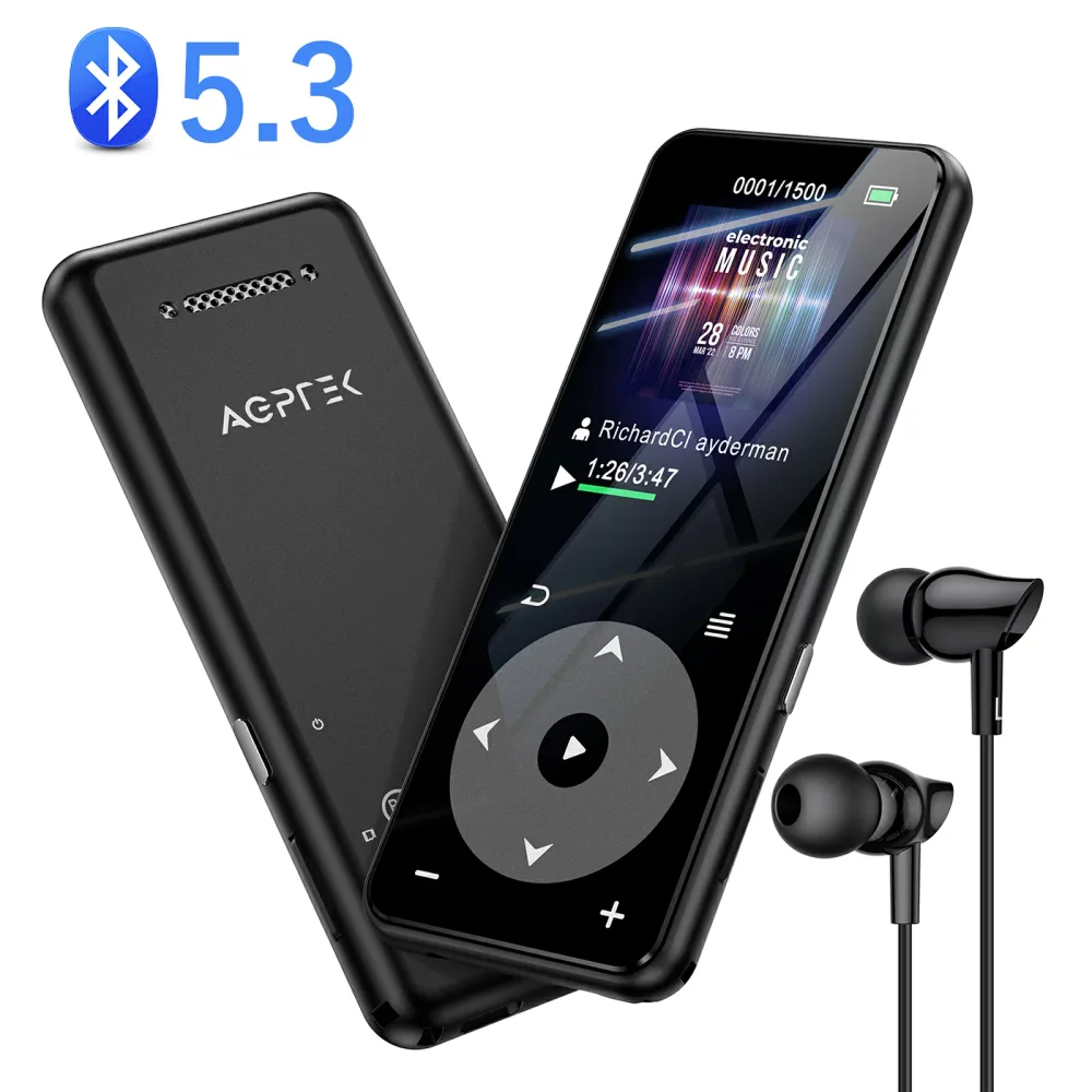\日本正規品・1年保証あり/ AGPTEK MP3プレーヤー bluetooth5.3 Hi-Fiロスレス音質 デジタルオーディオプレーヤー スピーカー搭載 音楽プレーヤー ダイレクト録音 スマホ転送 光るタッチボタン FMラジオ リピート再生 32GB 軽量 ポータブルプレーヤー プレゼント ギフト