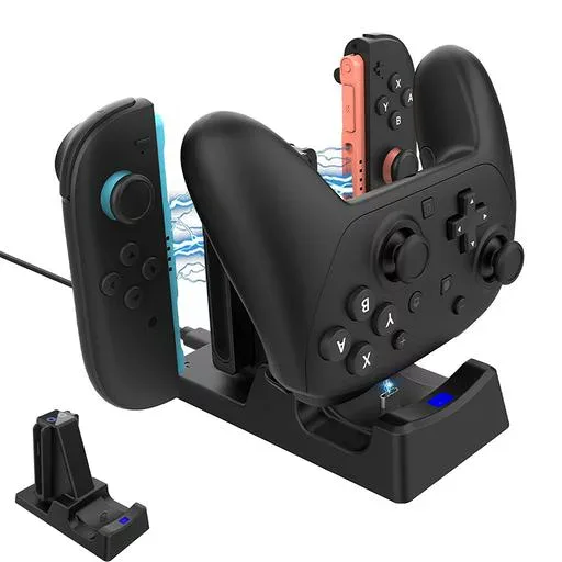 Switch 2 Joy Con用 充電スタンド【2025新登場-3 in 1】PhyiFlbey Switch 2 Pro用 コントローラー充電ドック 3台同時充 電可能 省スペース ジョイコン右/左 LED指示ランプ付き 過充 電保護 USBケーブル