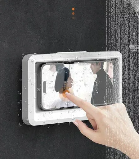 【全新伸縮式】スマホ 防水ケース iPhone 壁掛け スマホスタンド タッチ快適 Face ID認証対応 強力粘着 携帯電話ボックス 高性能カバー 伸縮式 高さ調整可能 360°調整可能 防水防塵 PVCPET超耐…