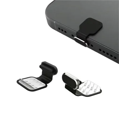 2個セット Lightning用 コネクタカバー iPhone用防塵キャップ 充電端子の防塵キャップ 紛失防止 iPhone 5〜14 全モデル対応 抜き差し簡単 内部保護 (ブラック)