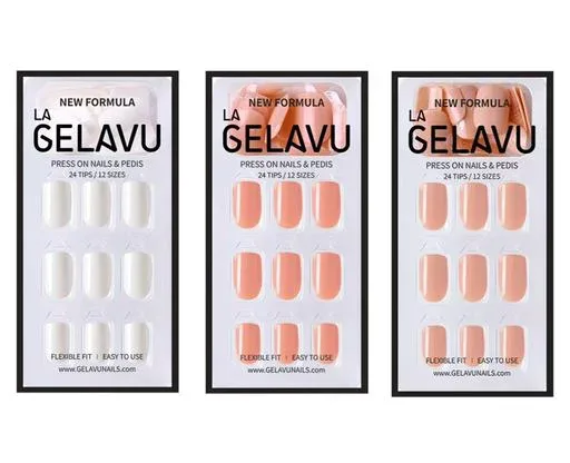 GELAVU(ジェラブ) フレキシブル プレスオン ネイルチップ ホワイトベーシック 3個セット