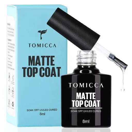 TOMICCAトップコート ジェルネイル マットトップコート 8ml 1 本セット マット ジェル ノンワイプ 拭き取り不要 UV/LEDランプ必要