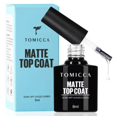 TOMICCAトップコート ジェルネイル マットトップコート 8ml 1 本セット マット ジェル ノンワイプ 拭き取り不要 UV/LEDランプ必要