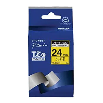 【中古】(未使用品)ブラザー工業 TZeテープ フレキシブルIDテープ(黄地/黒字) 24mm TZe-FX651
