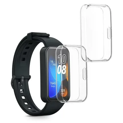 kwmobile 2x ケース Huawei Band 10 / 9 / 8対応 カバー - フルカバー シリコン 耐衝撃 全体保護 透明