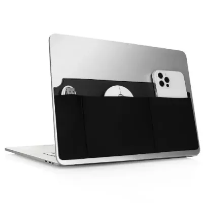 kwmobile 自己粘着式ノートパソコンオーガナイザー SSD外付けHDD 収納ホルダー - Wireless Mouse/Portable SSD/Portable HDD対応 ケース - 黒色 ブラック