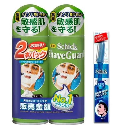 Schick(シック) 薬用シェーブガード シェービングフォーム ダブルパック Wパック おまけ付き 200g×2 髭剃り カミソリ 男性 メンズ 医薬部外品 200グラム (x 2)