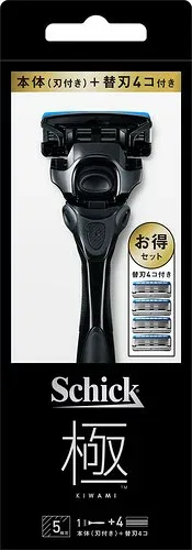 Schick(シック) 極 KIWAMI コンボ パック(ホルダー(刃付き+替刃4コ)) キワミ 5枚刃 黒 旧モデル