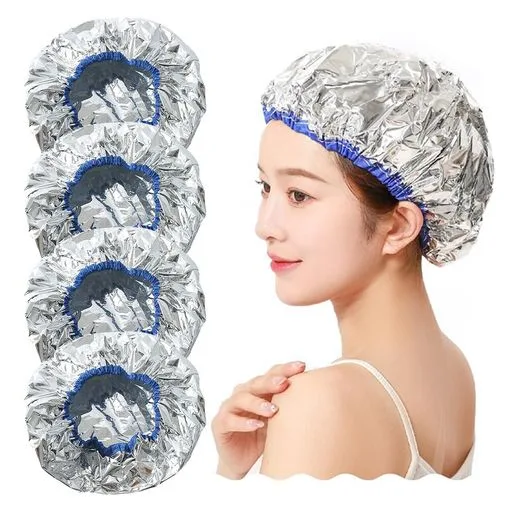 LWMINGALG アルミキャップ 4枚セット シャワーキャップ アルミじんわりキャップ ヘアキャップ 保温 防水 トリートメント/毛染め/カラーリング/サロン/美容室 アルミキャップ 髪染め用 保温 …