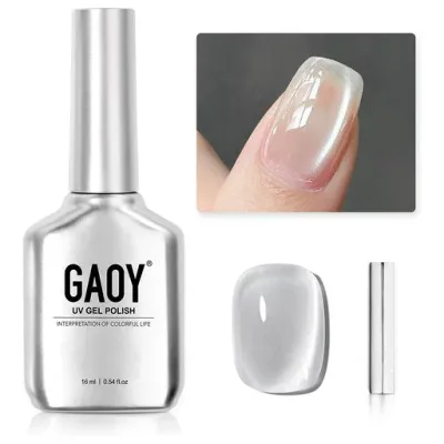 GAOY マグネットネイル ジェルネイル キャッツアイジェル ガラス玉 単色*16ml UV・LED対応 ポリッシュタイプ ホログリッター クリアジェル(2341 シルバームーンライト)