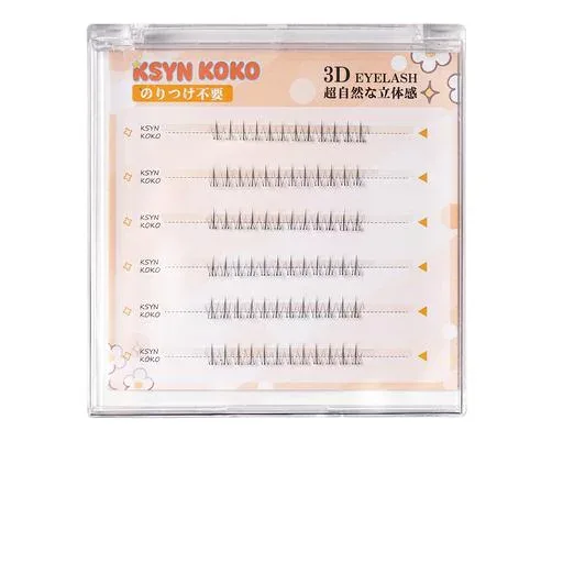 KSYN KO-KO 下つけまつげ 部分つけまつげ のり不要 接着剤不要 1秒マツエク 初心者向け 大容量 6組 ナチュラル 立体感 自然派 人気 束感 長持ち 長時間キープ 軽量快適 耐久性 落ちにくい 生…
