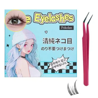 Pokolan 清純なネコ目 つけまつげ ノリ不要 部分用 36束入り つけまつげ 部分つけまつげ つけま のり不要つけまつ毛 グルー不要 接着剤不要