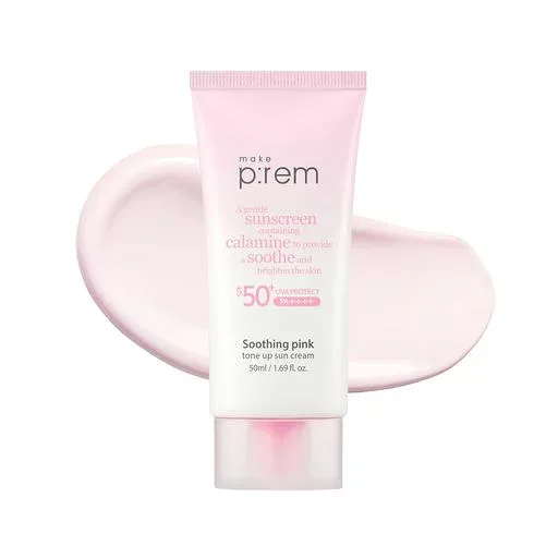 make prem メイクプレム スージングピンク トーンアップUVクリーム 50ml SPF50+ PA++++ 日焼け止め 下地 韓国コスメ 血色感 明るい印象 ナチュラルトーン 敏感肌用 ノンケミカル