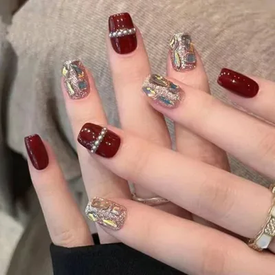 XUZOO ネイルチップ 付け爪 3D おしゃれ 人気 立体ネイルチップ 花嫁ネイルチップ 結婚式 つけ爪 ジェルネイルシール 可愛い 長め 短め 手用のネイルチップ ネイルツール 両面テープ付き 24…