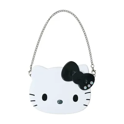 サンリオ(SANRIO) チェーン付き両面ミラー(I Love Hello Kitty) ハローキティ ブラック 鏡 メイク 持ち運び 338826