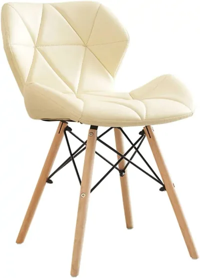 Chair Dining Chair Chair Shell Chair Cushion Chair Wooden Leg Stylish Living Chair Chair Furniture Scandinavian Home Work Cute Retro Dining Chair Beige Dining Chair Easy to Assemble