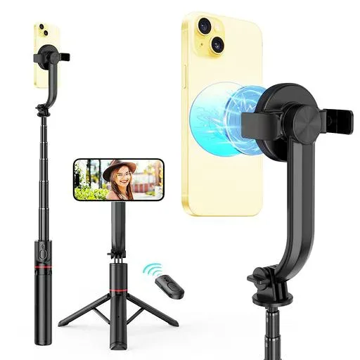 105CM 磁気自撮り棒 三脚 Magsafe対応iPhone対応 Android対応6 段伸縮 ワイヤレスリモコン付き スマホマウント セルカ棒