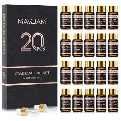 MAYJAM アロマオイル 20種セット 5mlx20本 エッセンシャルオイル セット アロマ 加湿器用 アロマディフューザー用 アロマ初心者おすすめ