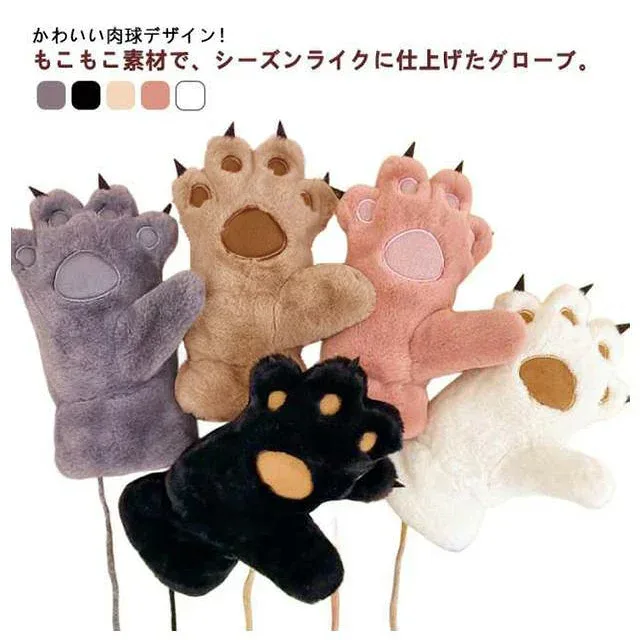 猫 レディース ふわふわ プレゼント ミトングローブ 暖かい 柔らかい おしゃれ ミトン 秋冬 肉球手袋 防寒 保温 アウトドア クリスマス 猫 冬ファッション 肉球デザイン