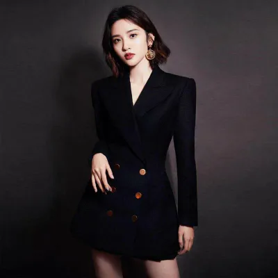 ジャケット レディース ファッション おしゃれ スーツ 厚手スカート レトロ 韓国 ブラック