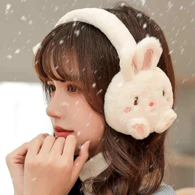 耳あて レディース イヤーマフ かわいい 冬 ファー 暖かい 防寒 ウサギ クマ ホワイト ピンク グレー