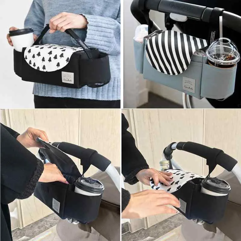 Stroller Bag, Stylish, Accessory Storage, Shopping, Hanging, Fall Prevention, Large Capacity, Hook, Accessory Bag, Gray, Black, Pink