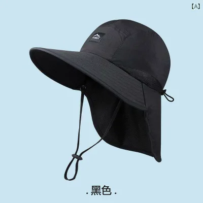 メンズ レディース 夏 サンハット UVカット 紫外線対策 日よけ フェイスカバー ネックガード つば広 軽量 速乾 アウトドア スポーツ サイクリング 釣り 登山 ブラック グレー カーキ
