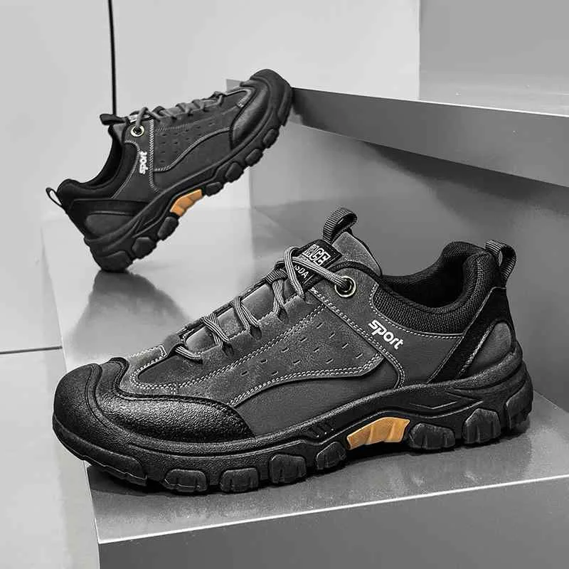 登山靴 メンズ 男性用 アウトドア トレッキングシューズ スポーツカジュアル 合成皮革アッパー 通気性 滑り止め 耐摩耗 ゴム底 ローカット ラウンドトゥ レースアップ 配色デザイン グレー ブラウン カーキ 大きいサイズ