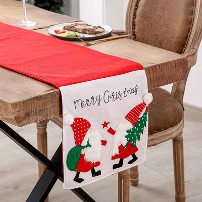 テーブルランナー アメリカン サンタクロース クリスマス ホリデー レッド ベルベット 起毛 家庭用 ダイニング 食卓 パーティー デコレーション テーブルクロス テーブルマット