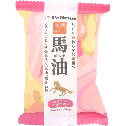 もちもち肌へペリカンファミリー石鹸 馬油 80g 日々のカサつき対策 馬油の潤い つっぱり知らず お肌になじむ しっとり柔肌