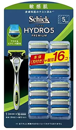 Schick(シック) ハイドロ5プレミアム 敏感肌用 5枚刃 ホルダー(刃付き+替刃15コ入) 髭剃り カミソリ シルバー 2個アソート