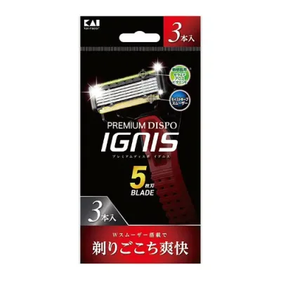 貝印 PREMIUM DISPO IGNIS(プレミアム ディスポ イグニス)5枚刃 使い捨てカミソリ 3本入