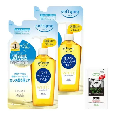ソフティモ KOSE ホワイト クレンジングオイル まつ毛エクステもOK つめかえ 2個セット 210mL×2個 おまけ付 角質ケア 毛穴