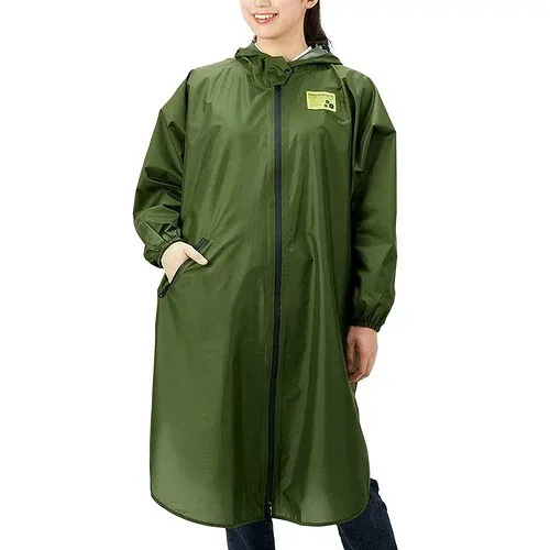 アイメディア(Aimedia) レインコート レインウェア レインポンチョ カーキ カッパ 雨具 男女兼用 撥水 防水 自転車 通学 通勤 ゆったり防水レインコート