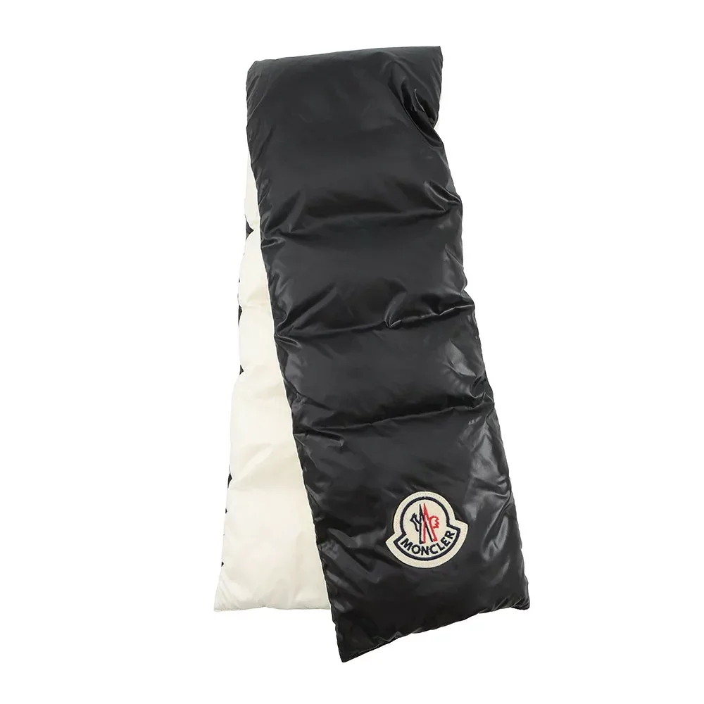 モンクレール マフラー SCIARPA ナイロン E20930000900 MONCLER 黒 白 中古 【返品保証】 モンクレール マフラー MONCLER